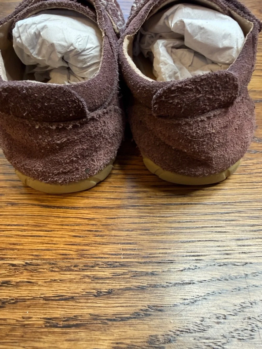 Kids Brown Suede Leather Moccasin Shoes Hook & Loop Closure Size 10
